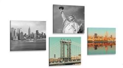 Dovido Set tablouri combinație interesantă orașului New York - 4x 60x60