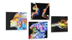 Dovido Set tablouri abstracția colorată pe fundalul negru - 4x 40x40