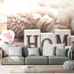 Dovido Fototapet natura moartă cu inscripție Home - 98x66