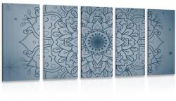 Dovido Tablou 5-piese floare albastru închis de Mandala - 200x100