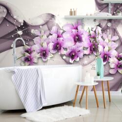 Dovido Tapet flori violete pe fundal abstract - 196x270