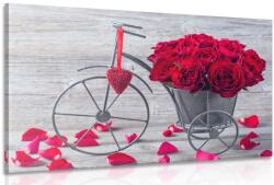 Dovido Tablou bicicletă plină de trandafiri - 120x80