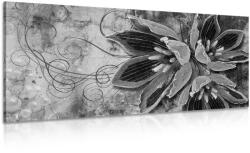 Dovido Tablou flori cu perle în design alb-negru - 60x30