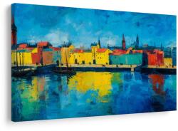 Dovido Tablou oraș colorat lângă râu - 150x100
