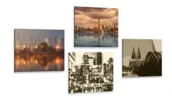 Dovido Set tablouri orașul industrial cu abstracție - 4x 60x60