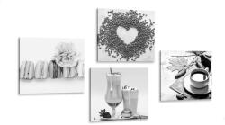 Dovido Set tablouri băuturi cu plăcere dulce în design alb-negru - 4x 60x60