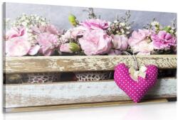 Dovido Tablou flori de garoafă într-o cutie de lemn - 60x40