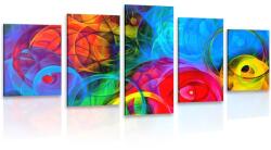 Dovido Tablou 5-piese abstract plin de culori - 100x50