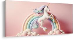 Dovido Tablou unicorn de poveste pe un curcubeu pastel - 60x30