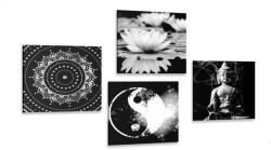 Dovido Set tablouri Feng Shui în design alb-negru - 4x 60x60