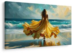 Dovido Tablou femeie în rochie galbenă pe plajă - 60x40