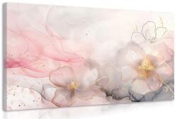 Dovido Tablou flori elegante cu atingere de roz-auriu - 120x80