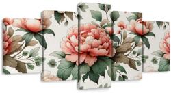 Dovido Tablou 5-piese bujori în tonuri delicate - 200x100