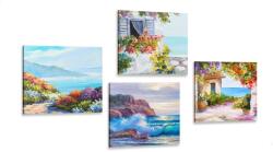Dovido Set tablouri peisaj marin în imitație de pictură - 4x 40x40