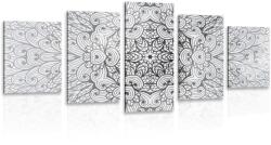 Dovido Tablou 5-piese Mandala etnică de aur în design alb-negru - 150x75