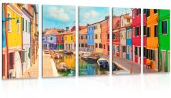Dovido Tablou 5-piese căsuțe pastelate în orășel - 200x100