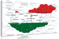 Dovido Tablou hartă a Ungariei în culorile steagului - 150x100
