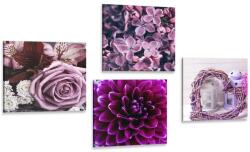 Dovido Set tablouri flori violete cu inimioară - 4x 40x40
