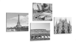Dovido Set tablouri atingere de istorie în design alb-negru - 4x 60x60
