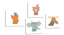 Dovido Set tablouri animale ca indieni - 4x 60x60