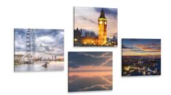 Dovido Set tablouri Londra romantică de noapte - 4x 40x40