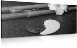 Dovido Tablou Spa natura moartă cu simbolul Yin și Yang în design alb-negru - 140x70