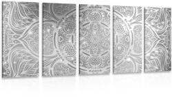 Dovido Tablou 5-piese Mandala indiene cu un fundal galactic în design alb-negru - 150x75