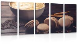 Dovido Tablou 5-piese cafea cu macarons de ciocolată - 150x75