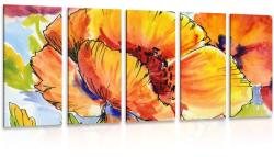 Dovido Tablou 5-piese buchetul florilor de mac - 100x50