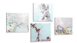 Dovido Set tablouri natura moartă delicată cu îngeraș - 4x 40x40