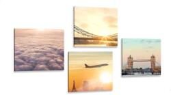 Dovido Set tablouri Londra cu răsărit de soare - 4x 60x60