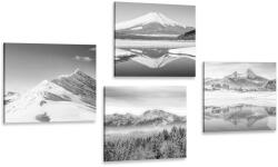 Dovido Set tablouri munți înzăpeziți în alb-negru - 4x 60x60
