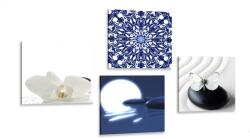 Dovido Set tablouri Feng Shui în design alb-albastru - 4x 40x40