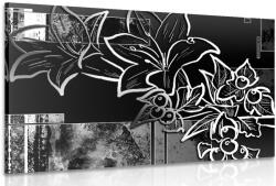 Dovido Tablou ilustrație florală în design alb-negru - 150x100