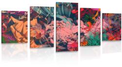 Dovido Tablou 5-piese flori abstracte - 150x75