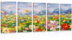 Dovido Tablou 5-piese pictură în ulei flori sălbatice - 100x50