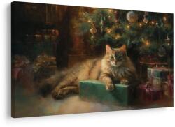 Dovido Tablou pisică de Crăciun lângă brad - 30x20
