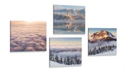 Dovido Set tablouri natura de iarnă cu nori - 4x 60x60