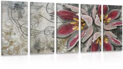 Dovido Tablou 5-piese flori cu perle - 200x100