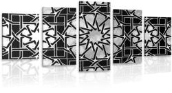 Dovido Tablou 5-piese mozaică orientală în design alb-negru - 100x50
