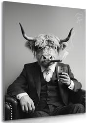 Dovido Tablou vacă în costum cu țigară și whisky - 100x150