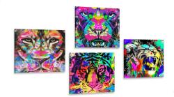 Dovido Set tablouri animale în stilul pop art - 4x 40x40