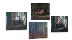Dovido Set tablouri farmecul animalelor din pădure - 4x 60x60