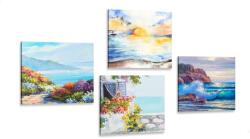 Dovido Set tablouri vedere la mare în imitație de pictură - 4x 60x60