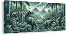 Dovido Tablou lumea preistorică a dinozaurilor în junglă - 120x60