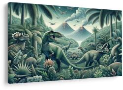Dovido Tablou dinozauri în junglă cu vulcani - 40x30