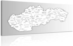 Dovido Tablou hartă alb-negru a Slovaciei - 80x40