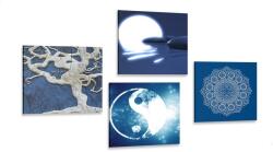 Dovido Set tablouri Feng Shui în design albastru - 4x 40x40 - dovido - 250,93 RON