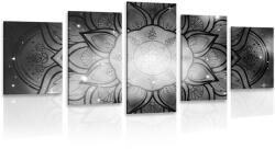 Dovido Tablou 5-piese Mandala cu un fundal de galaxie în design alb-negru - 200x100