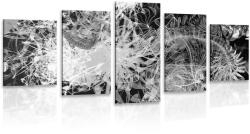 Dovido Tablou 5-piese artă abstractă alb-negru - 100x50